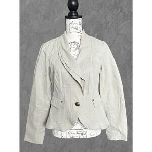 Lafayette 148 NY Khaki Textured Canvas Blazer Size 4